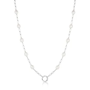 Ania Haie Silver Pearl Chain Charm Connector Necklace