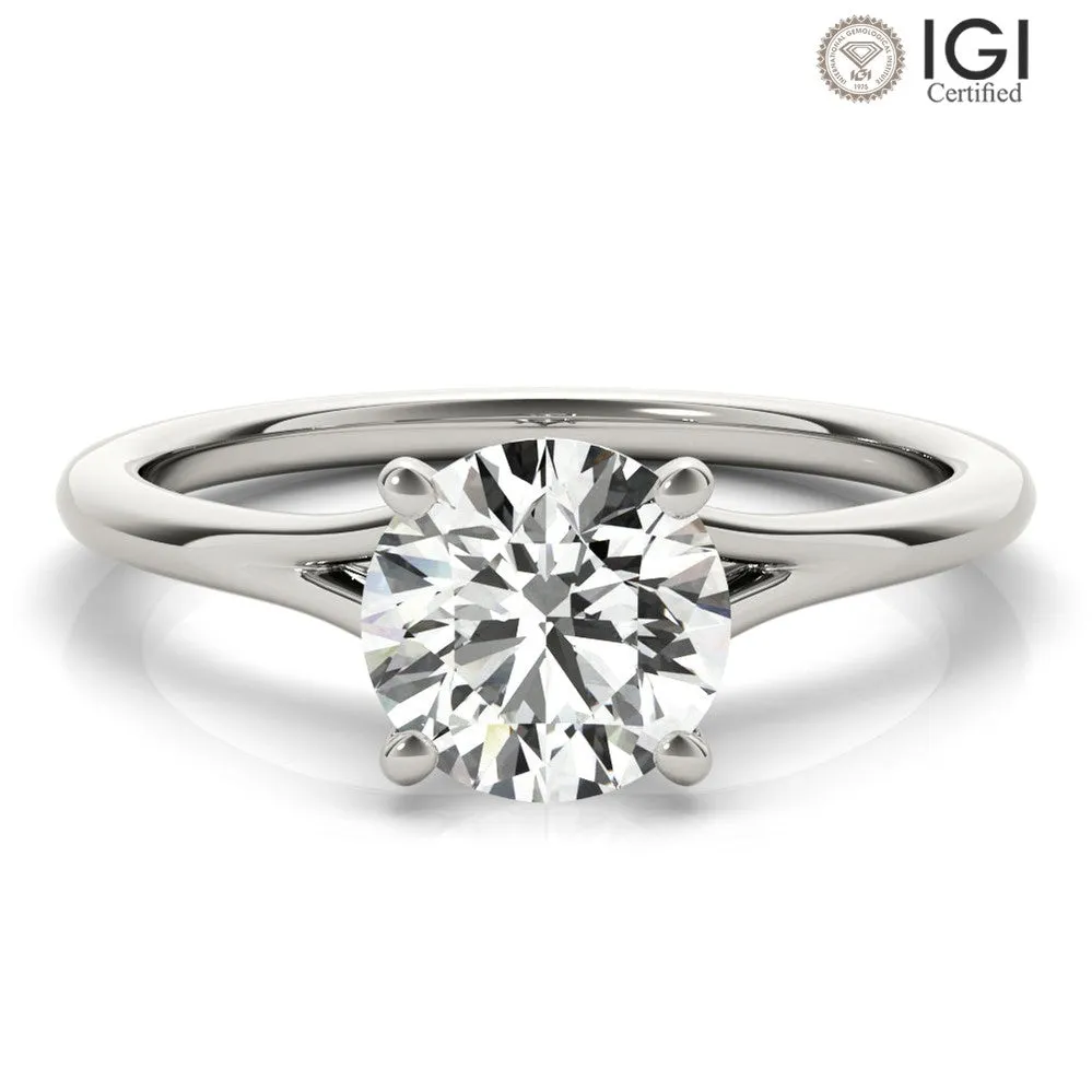Aria Round  Lab Grown Diamond Solitaire Engagement Ring IGI Certified