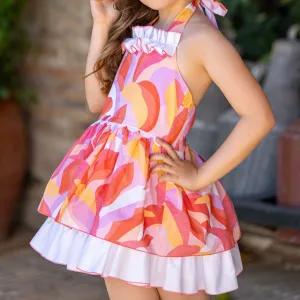BABINE - Halter Neck Pucci Dress - Coral