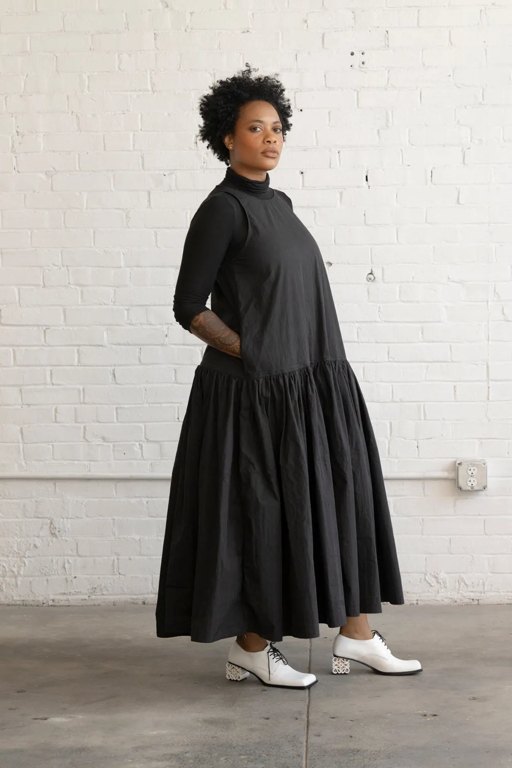 Balloon Dropped Waist Dress