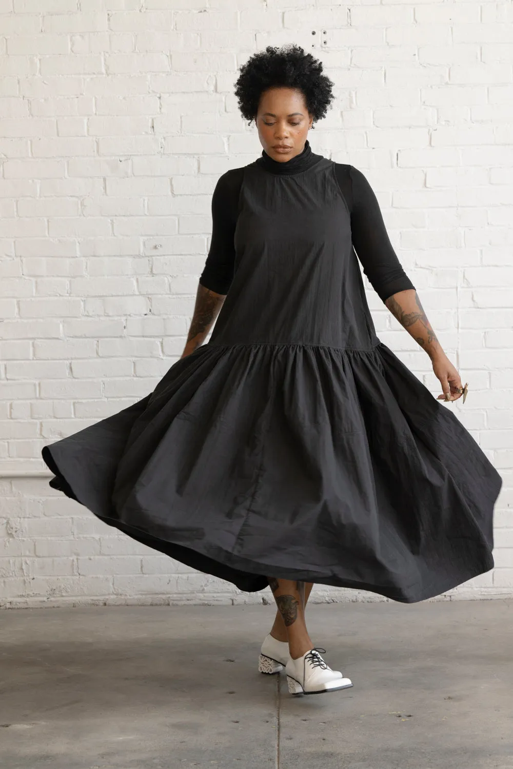 Balloon Dropped Waist Dress