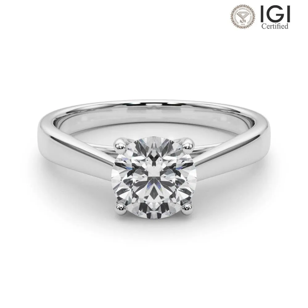 Bella Round Lab Grown Diamond Solitaire Engagement Ring IGI Certified