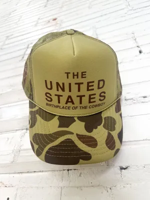 Birthplace Of The Cowboy Trucker Hat - Camo