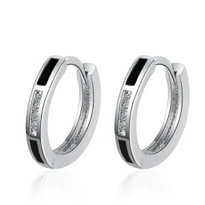Black & Cubic Zirconia Huggie Earrings
