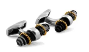 Black Spinel- Royal Cable Bullet-18Karat Gold And Silver