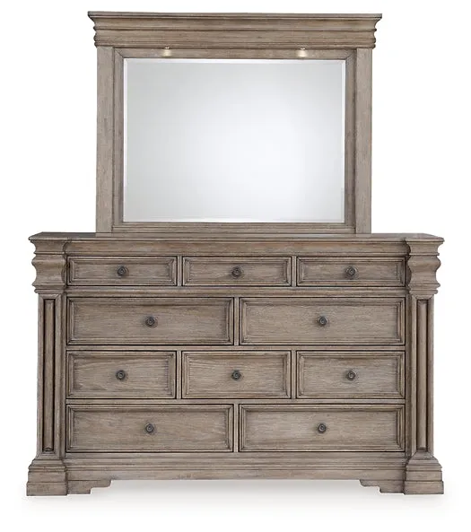 Blairhurst King Panel Bed with Mirrored Dresser, Chest and 2 Nightstands