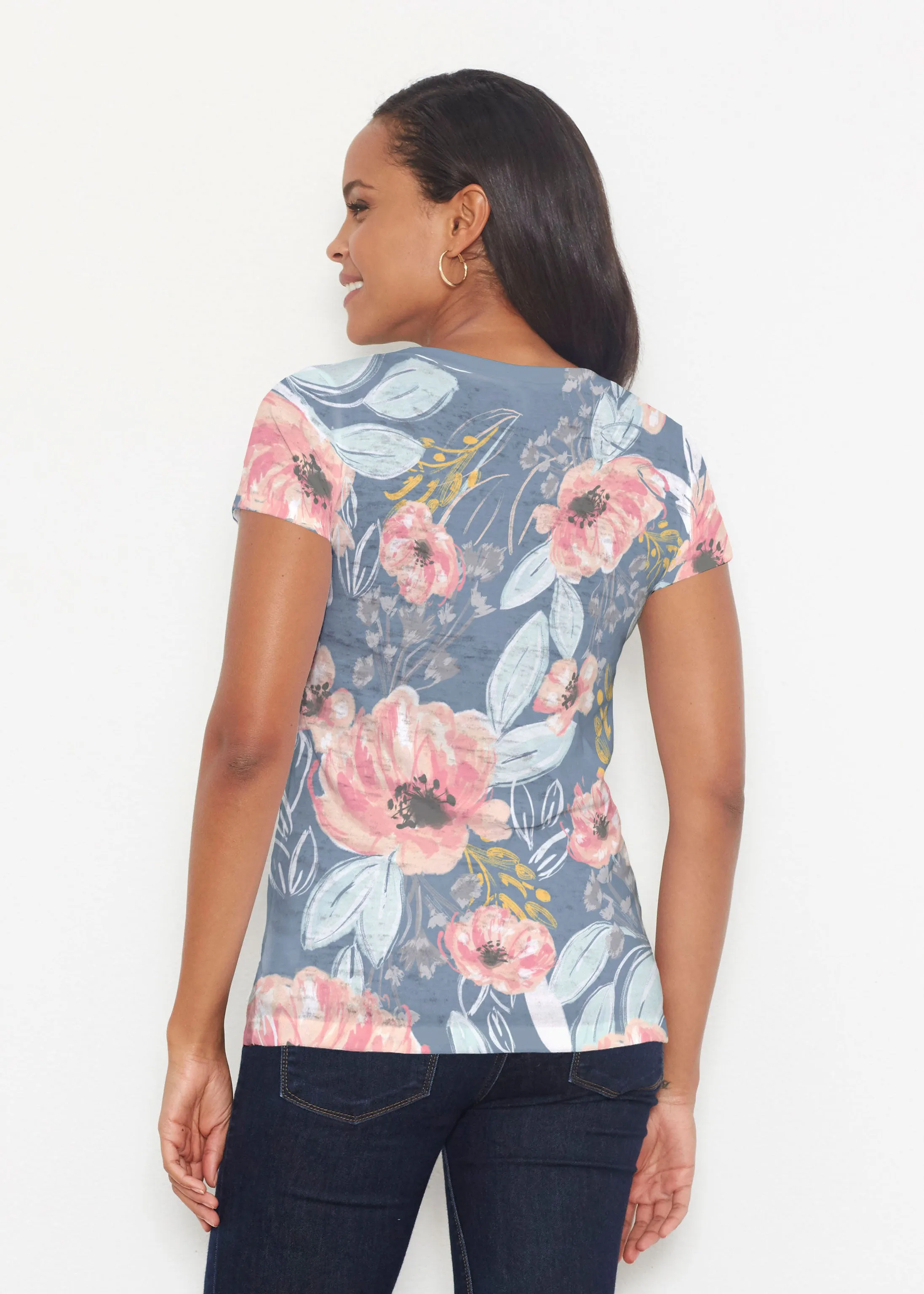 Blossoming Blooms (16226) ~ Short Sleeve Scoop Shirt