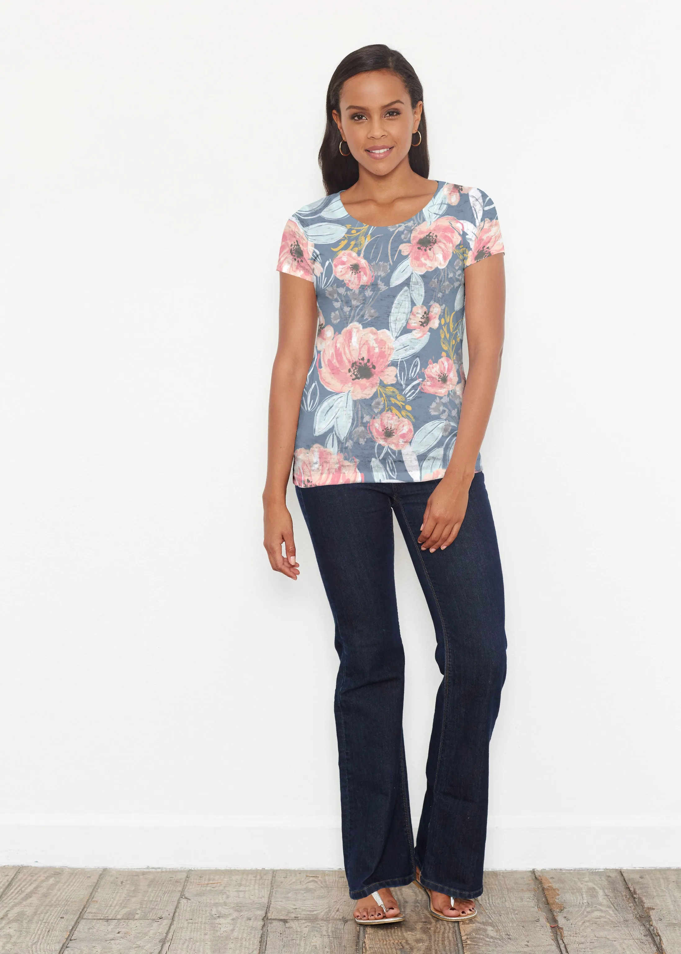 Blossoming Blooms (16226) ~ Short Sleeve Scoop Shirt