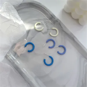 Blue Huggie Earrings Set