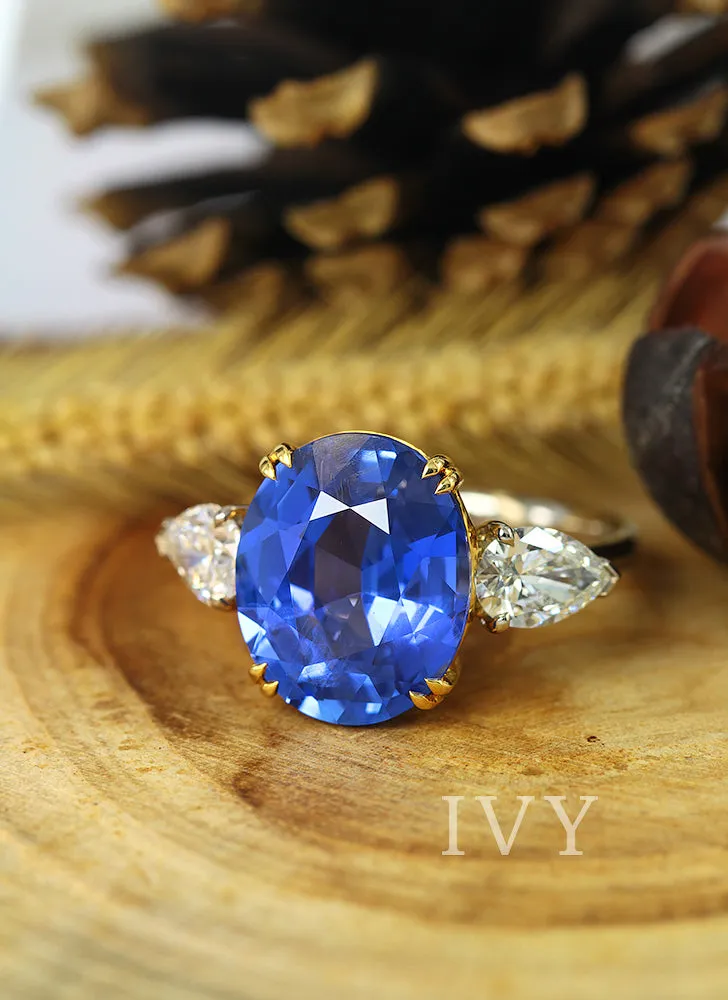 Blue Sapphire and Diamond Ring