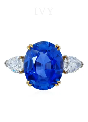 Blue Sapphire and Diamond Ring