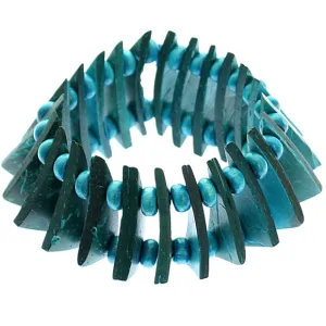 Blue Wooden Geometric Triangle Stretch Bracelet