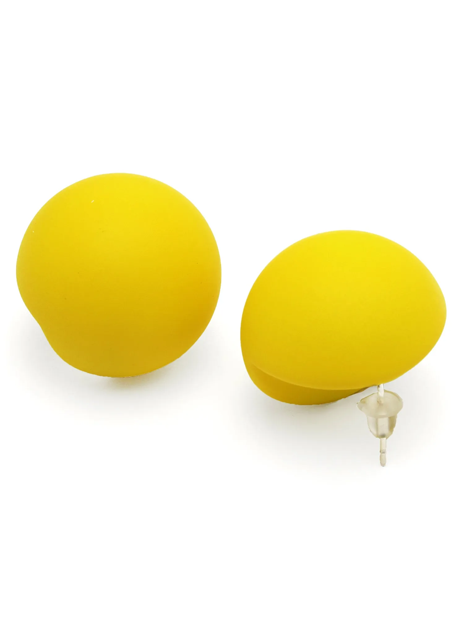 Bohey by KARATCART Matte Yellow Finish Dome Stud Earrings for Women