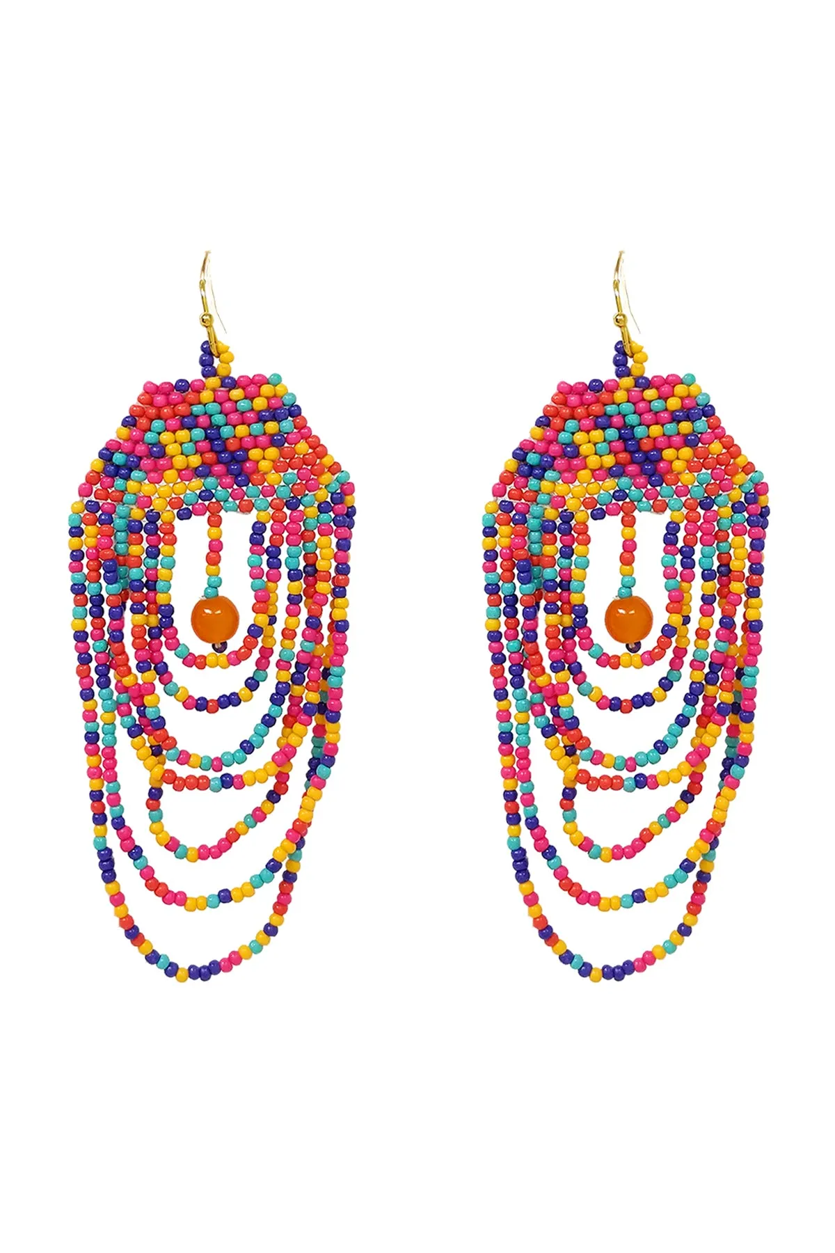 BOHO MULTI LAYERED CHANDELIER SEED BEED EARRINGS