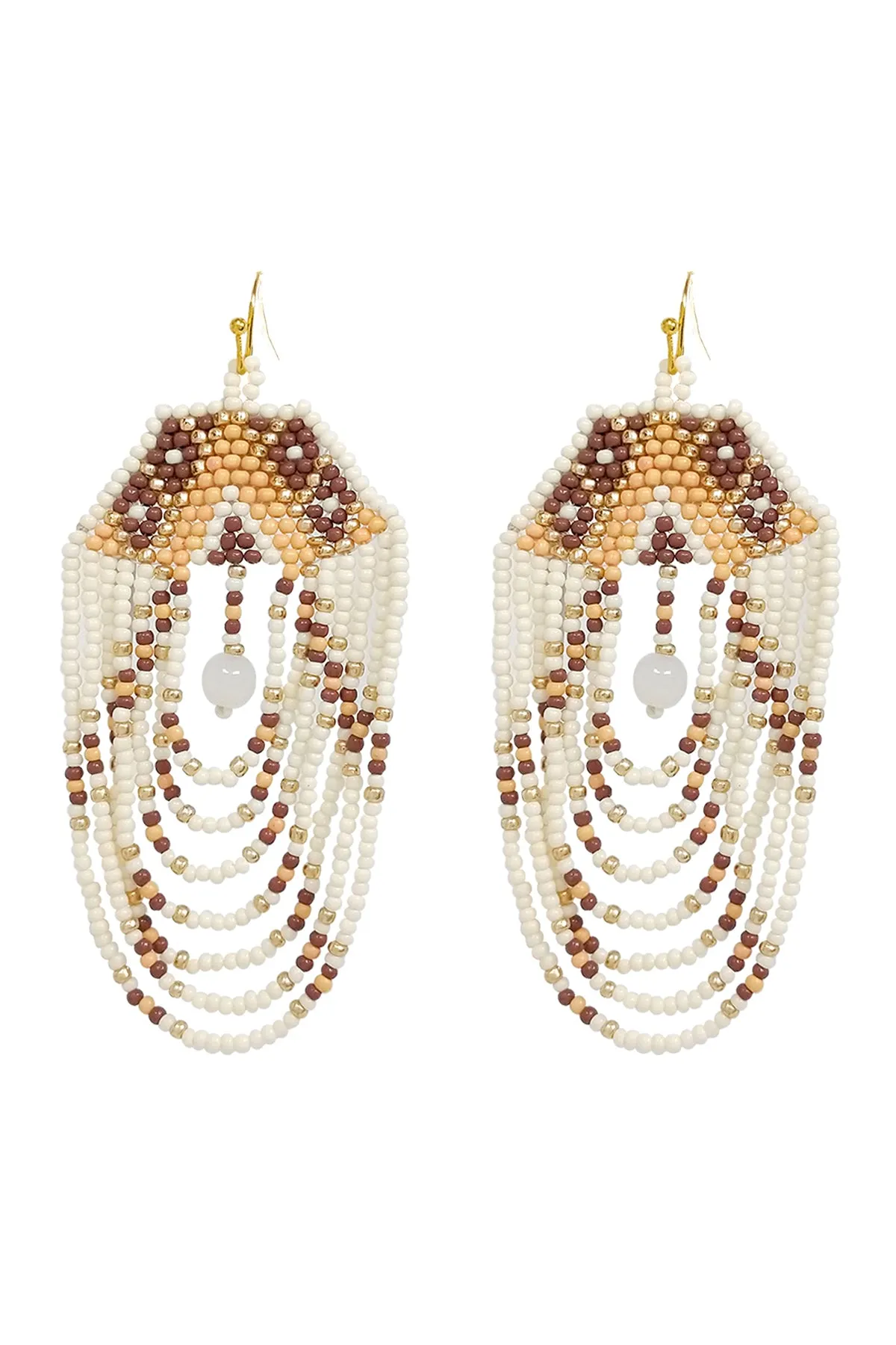 BOHO MULTI LAYERED CHANDELIER SEED BEED EARRINGS