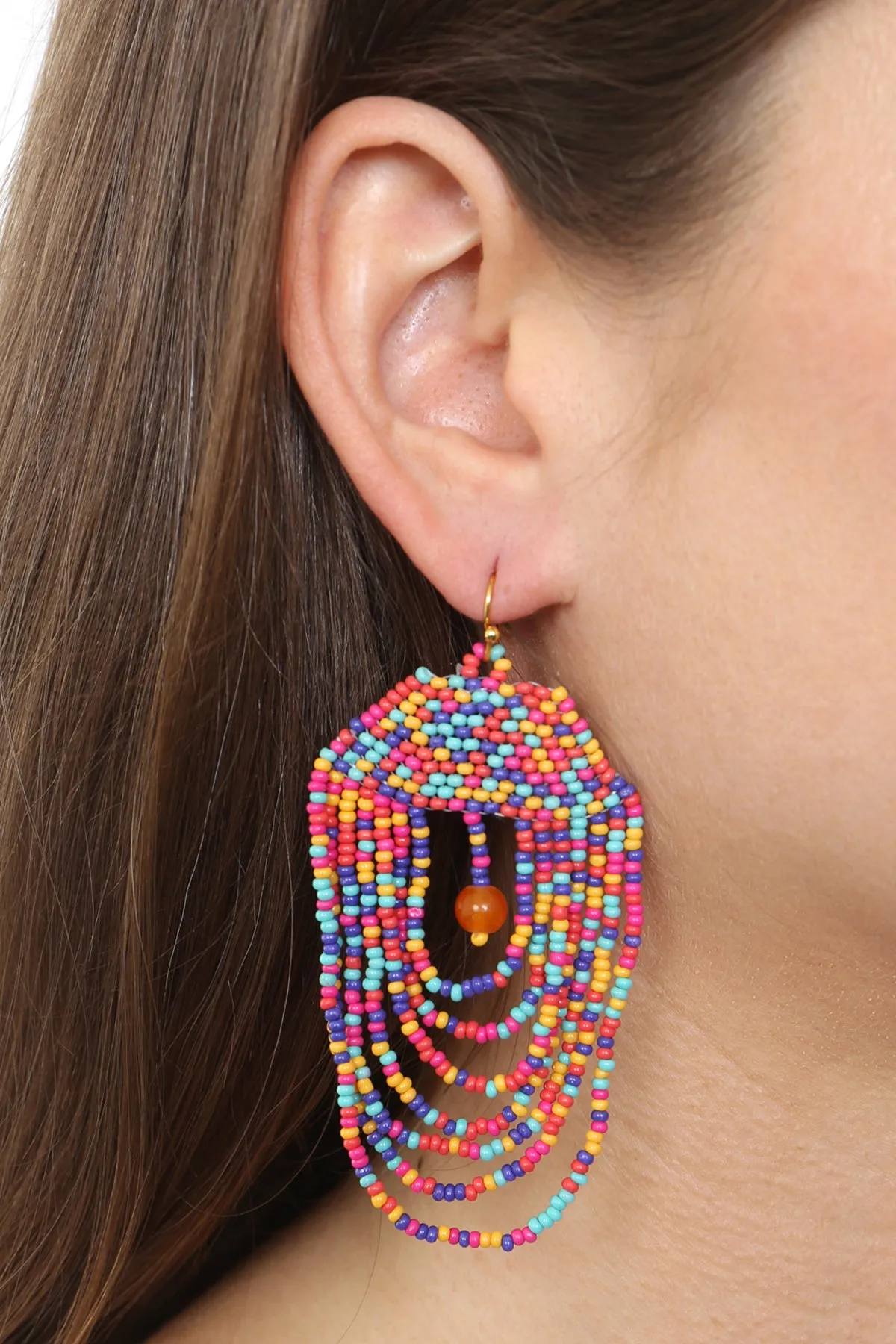 BOHO MULTI LAYERED CHANDELIER SEED BEED EARRINGS