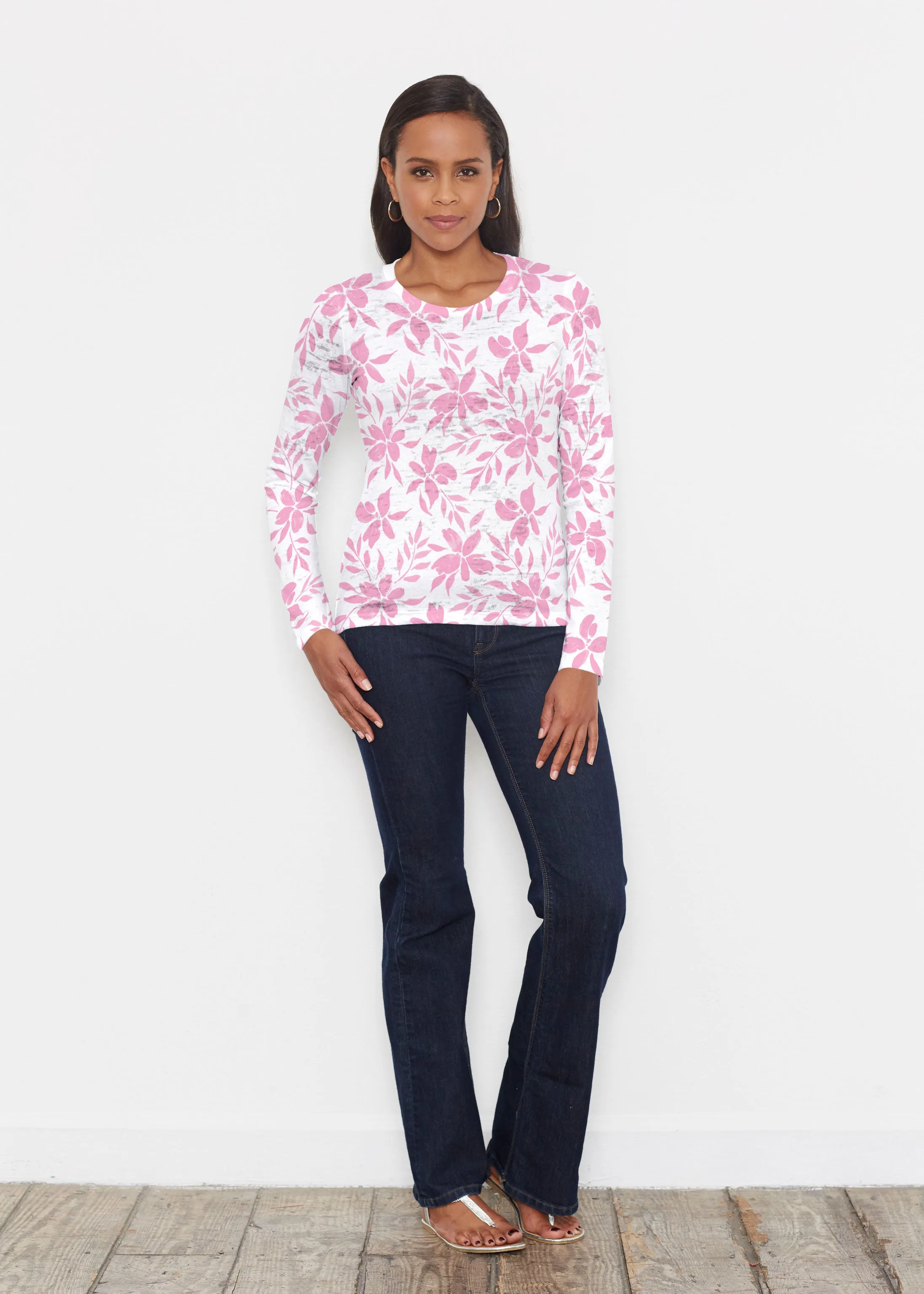 Botanical Pink (8025) ~ Signature Long Sleeve Crew Shirt