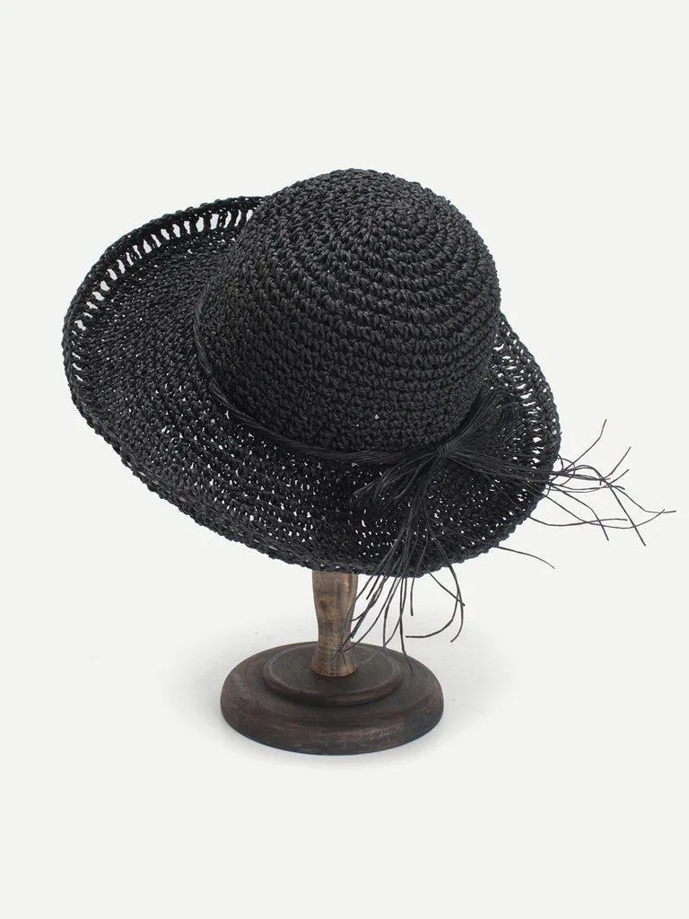 Bow Band Straw Boater Hat