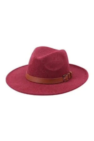Brim Fashion Hat With Adjustable Buckle Burgundy - Pack of 6