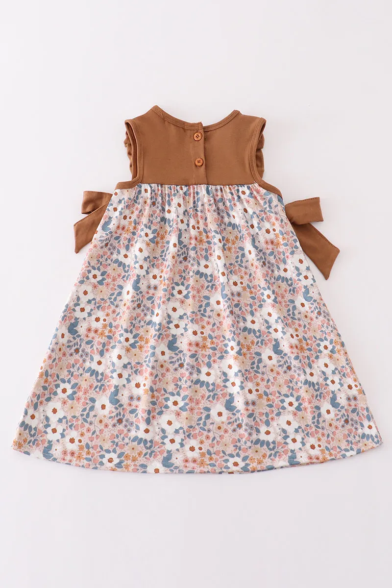 Brown Floral Print Dress