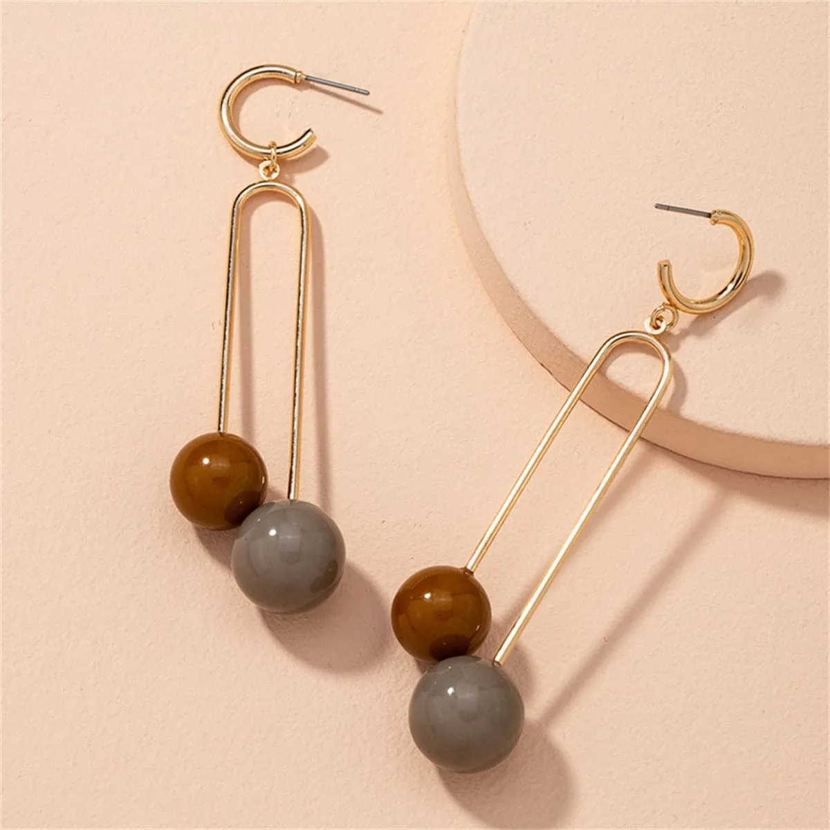 Brown Resin & 18K Gold-Plated Sphere Drop Earrings