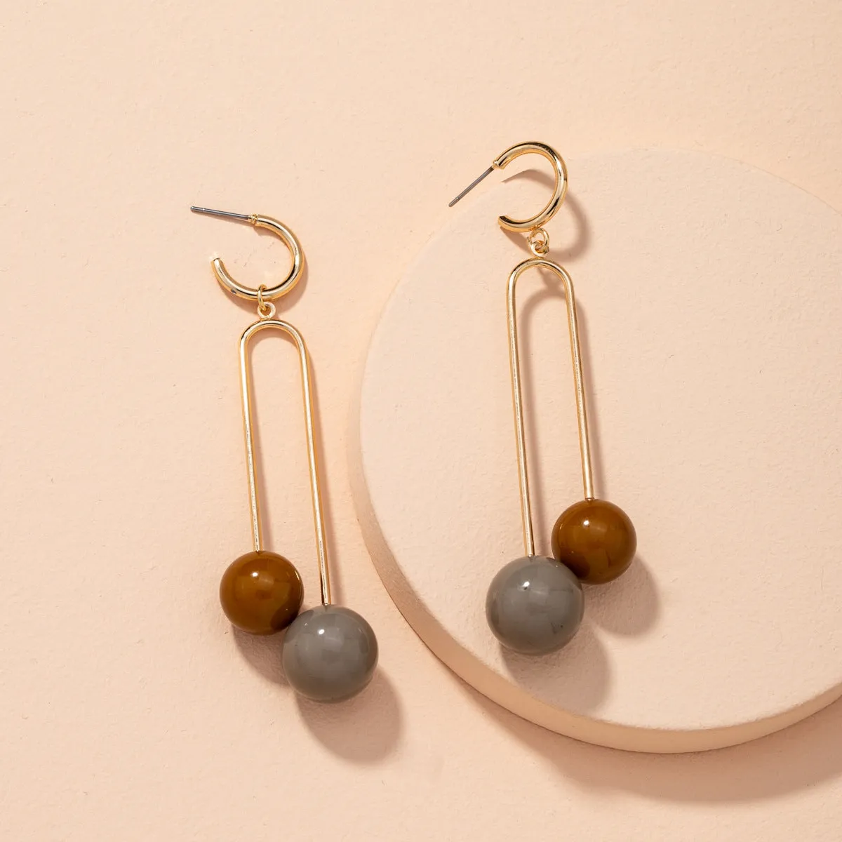 Brown Resin & 18K Gold-Plated Sphere Drop Earrings