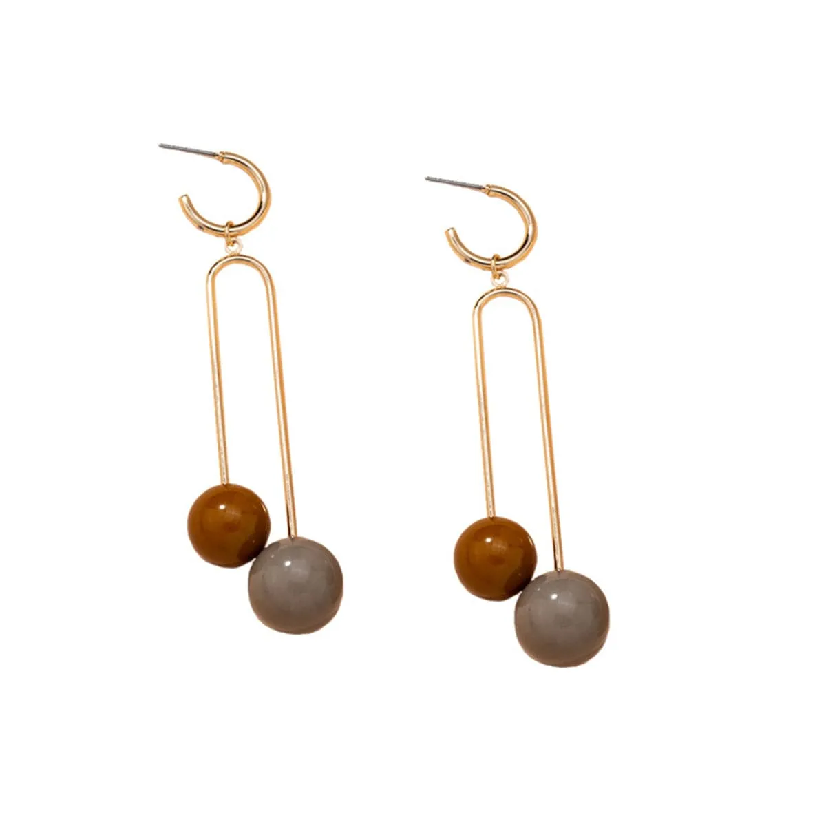 Brown Resin & 18K Gold-Plated Sphere Drop Earrings