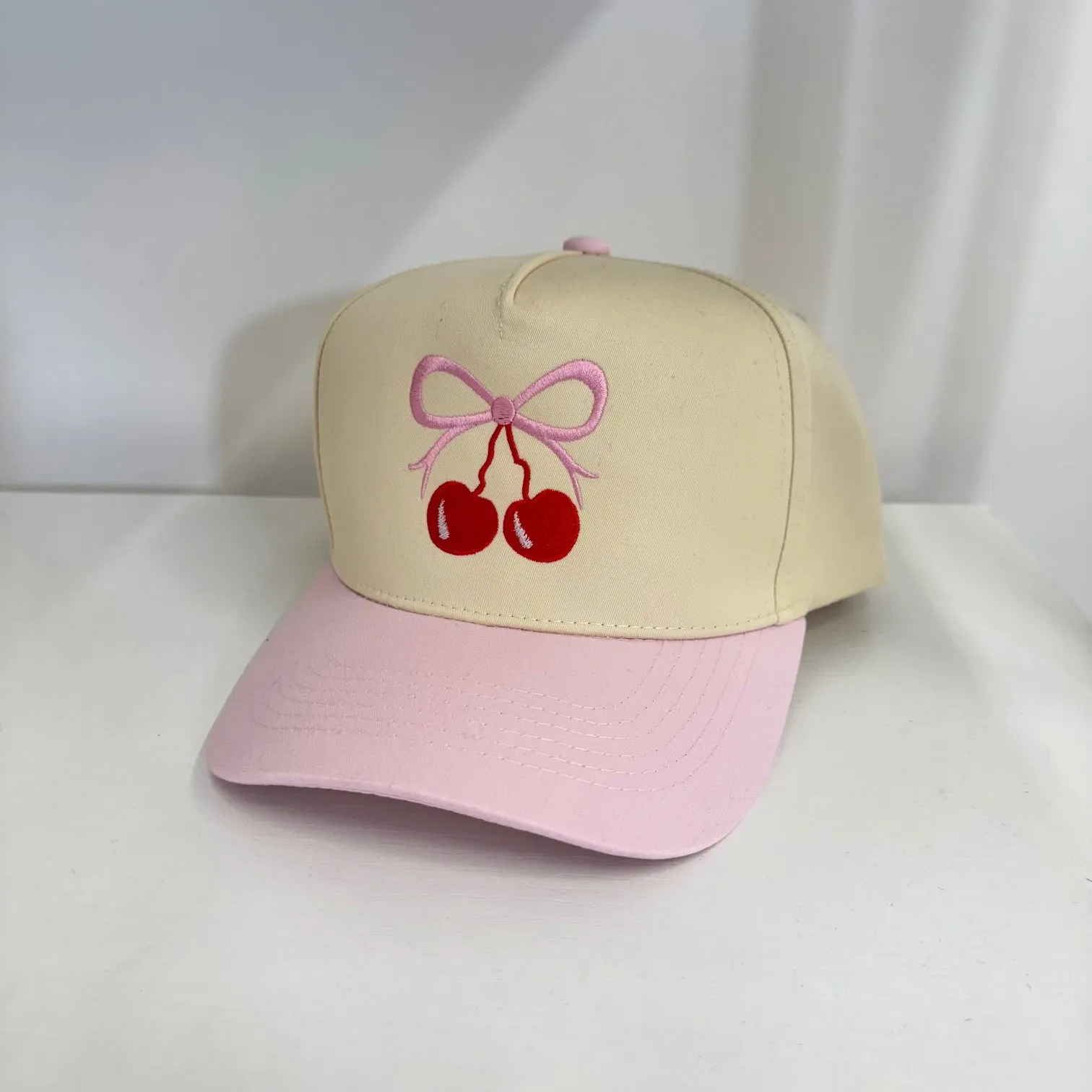 Cherry Bow 5 Panel Baseball Hat