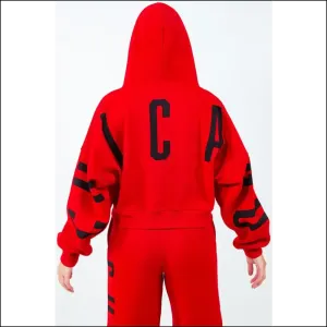 Chic American Bazi Graphic Cropped Hoodie