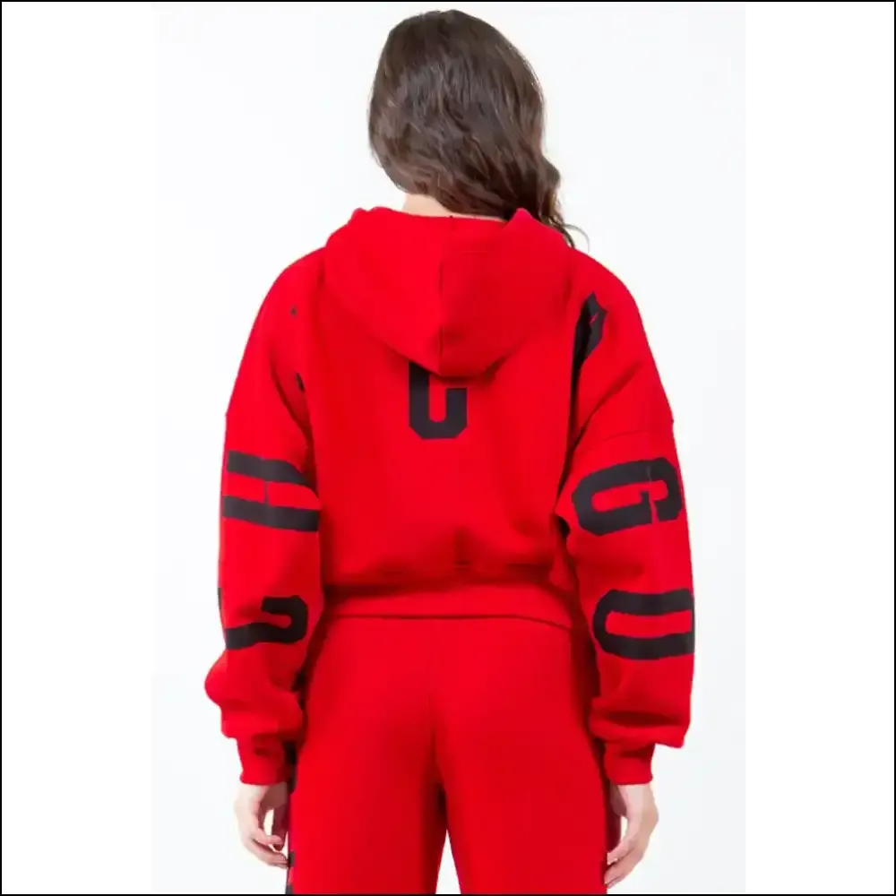 Chic American Bazi Graphic Cropped Hoodie