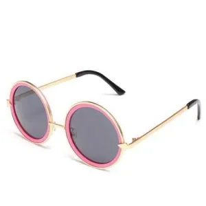 Chic Arrow Shape Embellished Double Round Frame Sunglasses For Women - Pink