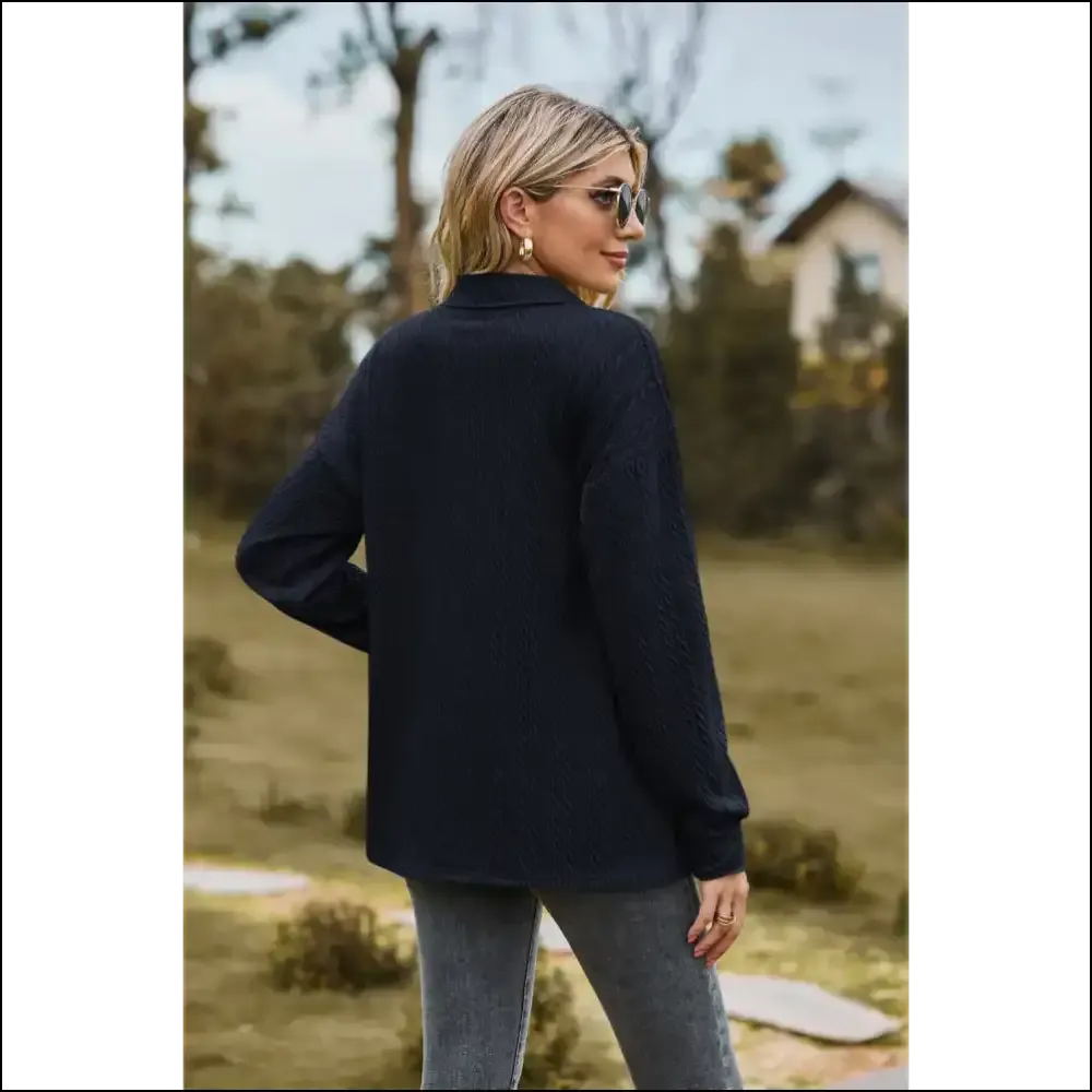 Chic Collared Long Sleeve Blouse