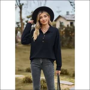 Chic Collared Long Sleeve Blouse