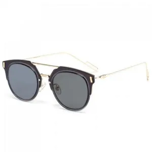 Chic Golden Alloy Leg Match Black Frame Sunglasses For Women - Black Grey