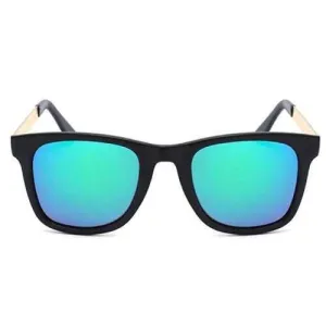 Chic Golden Alloy Leg Matte Black Frame Sunglasses For Women - Green