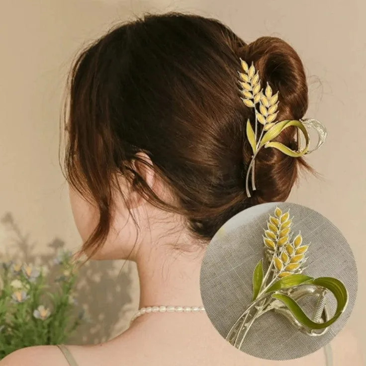 Chic Golden Ears Of Wheat Chignon Claw Clip Hair Clip