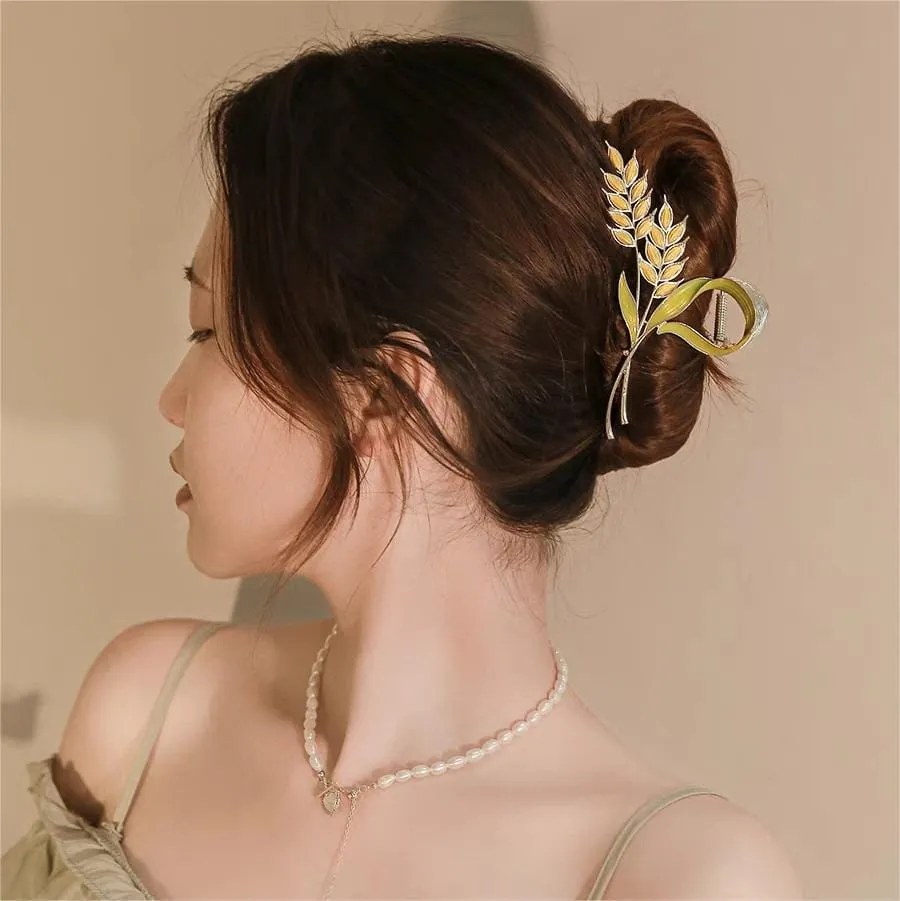 Chic Golden Ears Of Wheat Chignon Claw Clip Hair Clip
