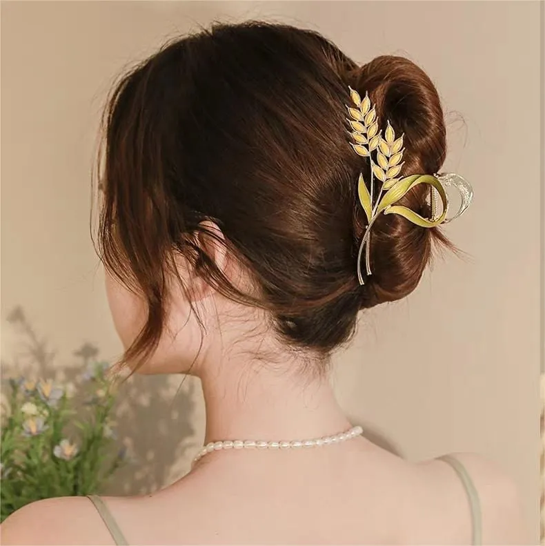 Chic Golden Ears Of Wheat Chignon Claw Clip Hair Clip