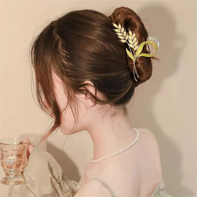 Chic Golden Ears Of Wheat Chignon Claw Clip Hair Clip