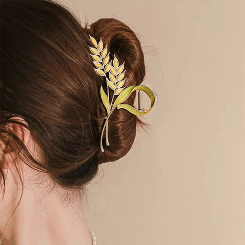 Chic Golden Ears Of Wheat Chignon Claw Clip Hair Clip