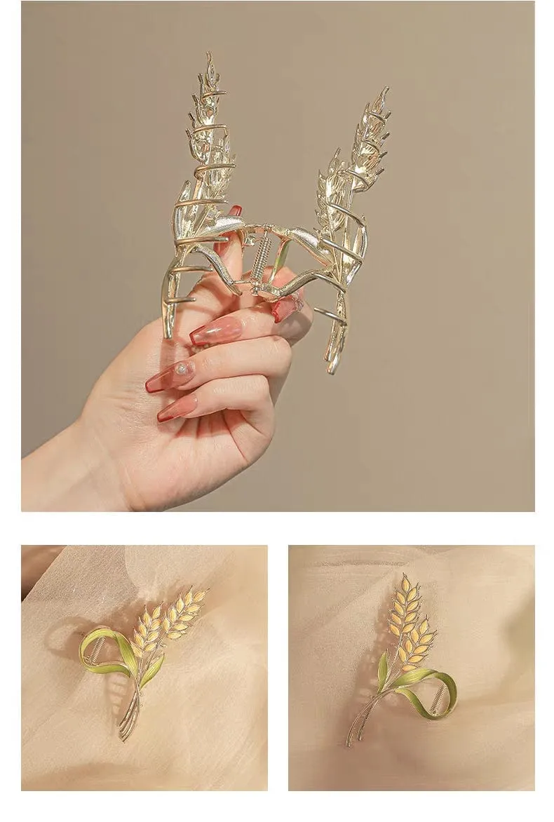 Chic Golden Ears Of Wheat Chignon Claw Clip Hair Clip