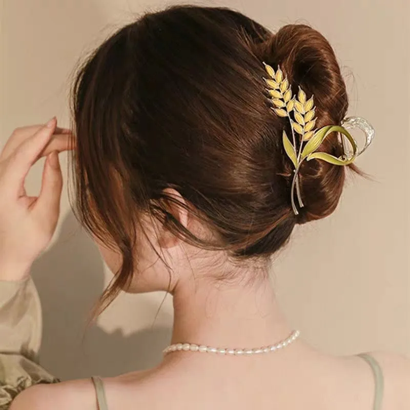 Chic Golden Ears Of Wheat Chignon Claw Clip Hair Clip