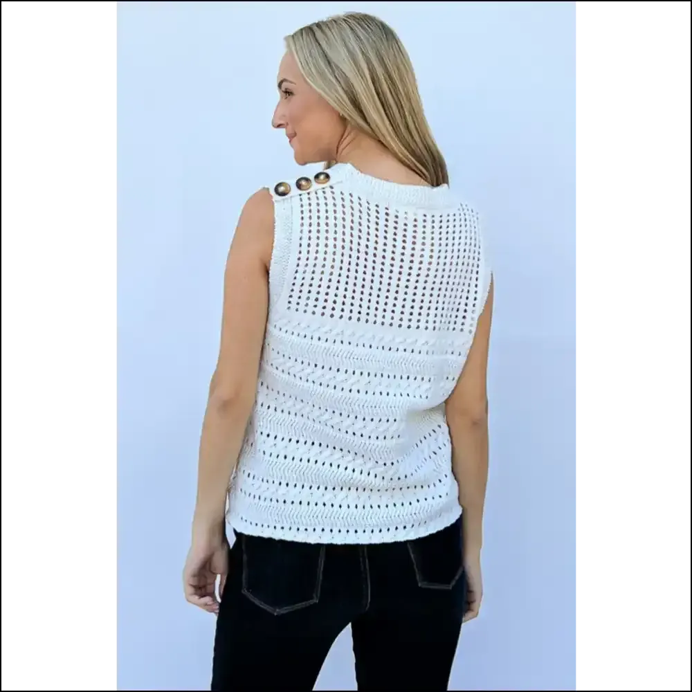 Chic Hollowed Out Buttoned Tank Top