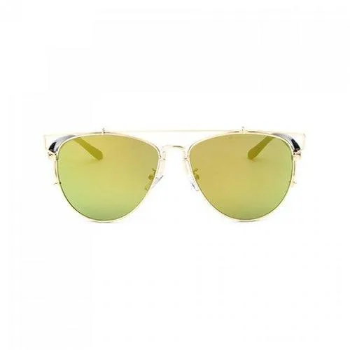 Chic Metal Bar Embellished Golden Frame Sunglasses For Women - Golden