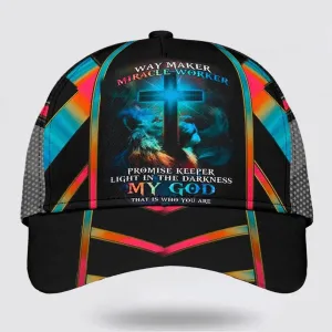 Christianartbag Hat, Personalized Name Classic Cap with The Lion Cross Light Way Maker Miracle Worker Promise Keeper Design, Personalized Hat, Christian Hat, CABHAT18141223.