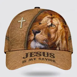 Christianartbag Hat, Personalized Name Classic Cap with The Lion Jesus Is My Savior Crucifixion Of Jesus Design, Personalized Hat, Christian Hat, CABHAT08141223.