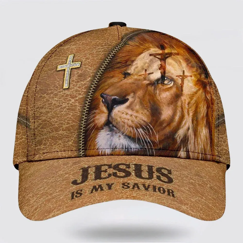 Christianartbag Hat, Personalized Name Classic Cap with The Lion Jesus Is My Savior Crucifixion Of Jesus Design, Personalized Hat, Christian Hat, CABHAT08141223.