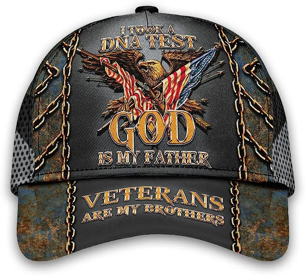 Christianartbag Hat, Personalized Name Classic Cap with Veteran I Took A Dna Test And God Is My Father Design, Personalized Hat, Christian Hat, CABHAT09141223.