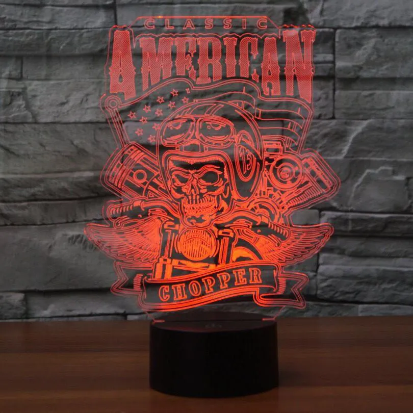 Classic American Chopper 3D Lamp