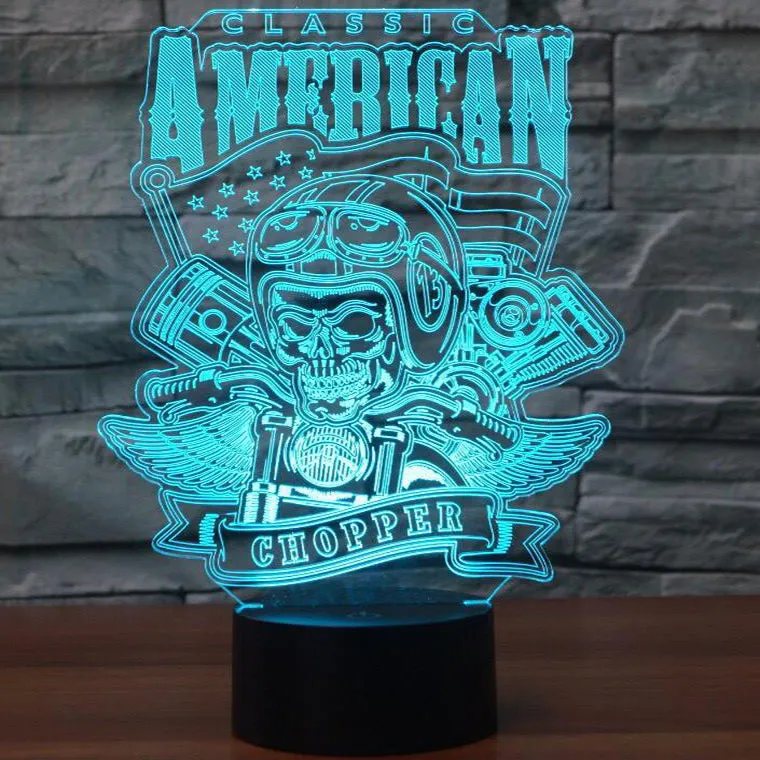 Classic American Chopper 3D Lamp